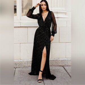 Baltic Born Black and Gold Maxi Dress